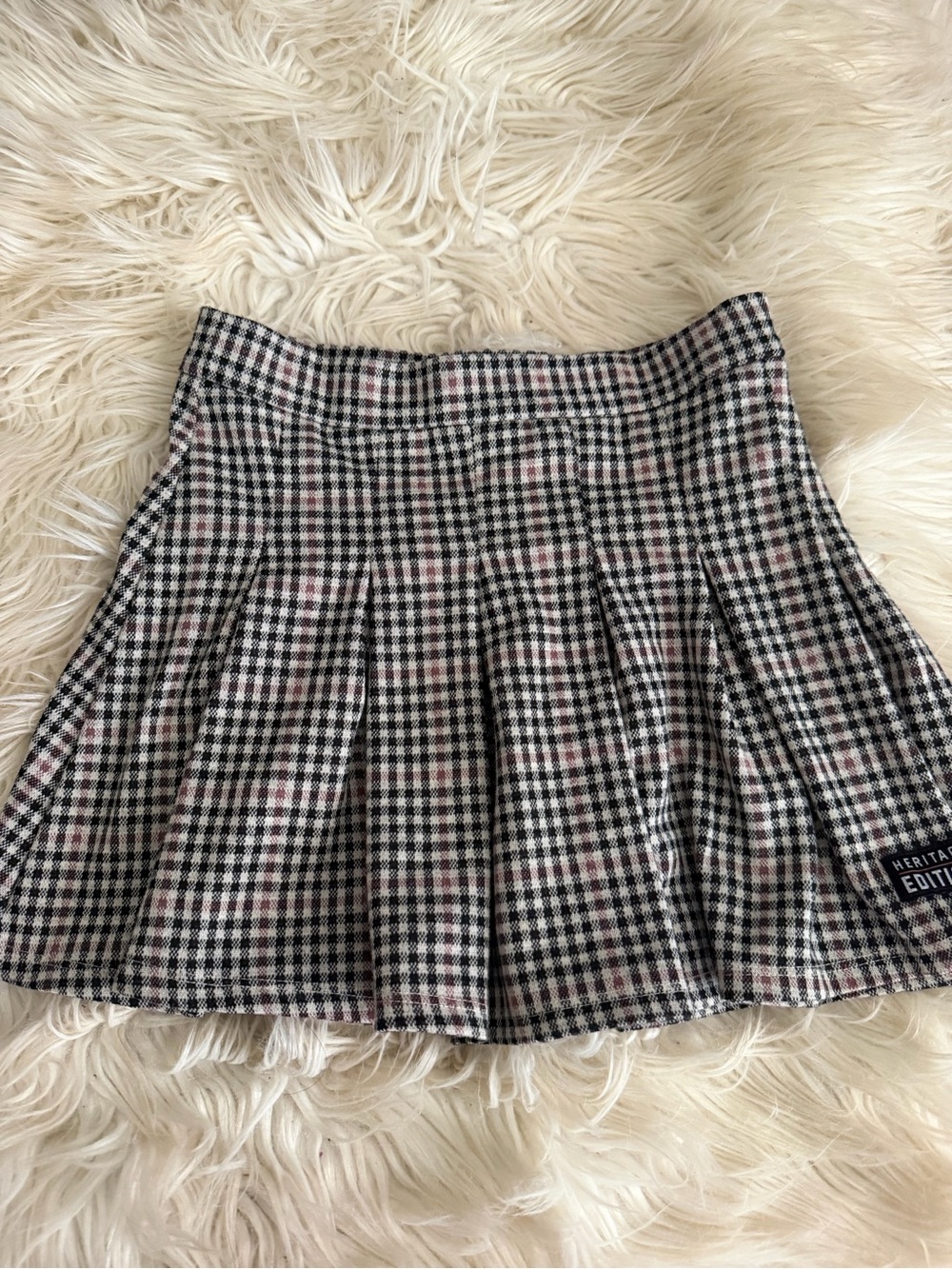 Girls Plaid Pleated Houndstooth Mini Skirt